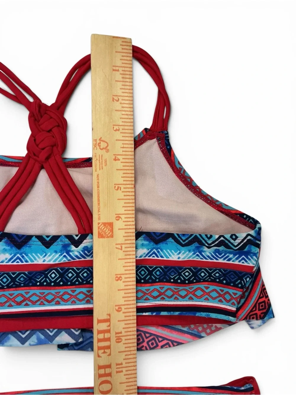 Justice Store Red, Blue & Aqua Patterned Girls Two-Piece Swim Bikini Size 18
